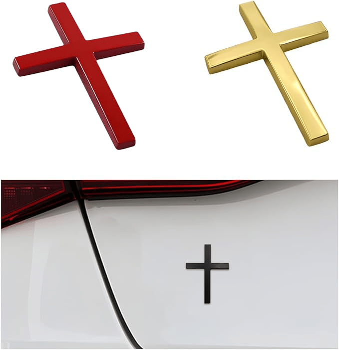 Metal Jesus Christ Cross Badge Stickers