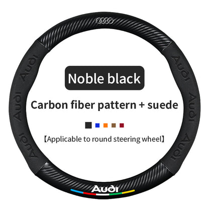 High Strength Carbon Fiber Suede Steering Wheel Cover - Anti-slip, Wear-resistant, Heat Stable, Stylish