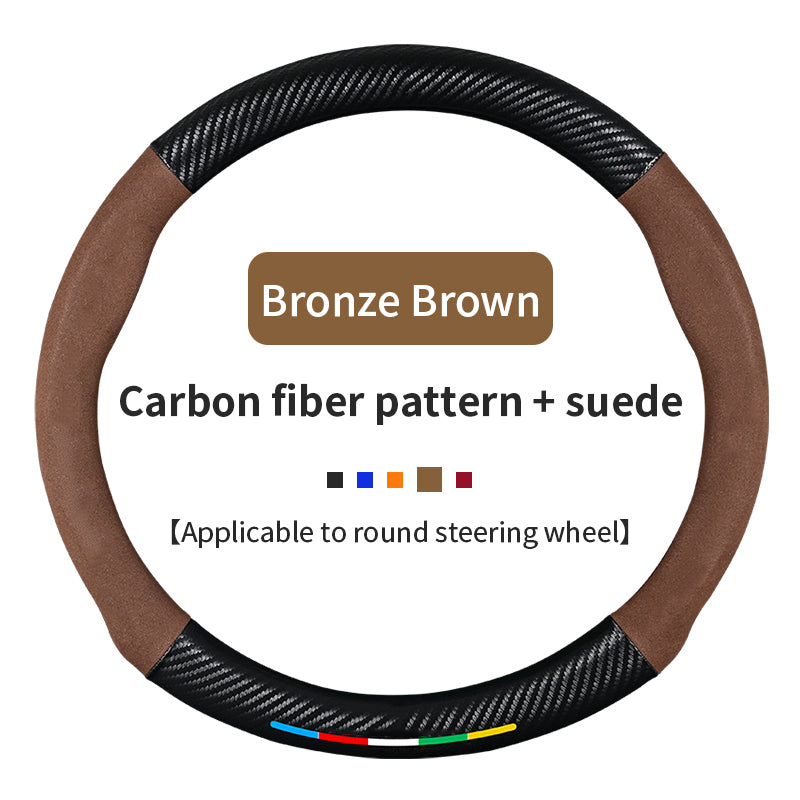 High Strength Carbon Fiber Suede Steering Wheel Cover - Anti-slip, Wear-resistant, Heat Stable, Stylish