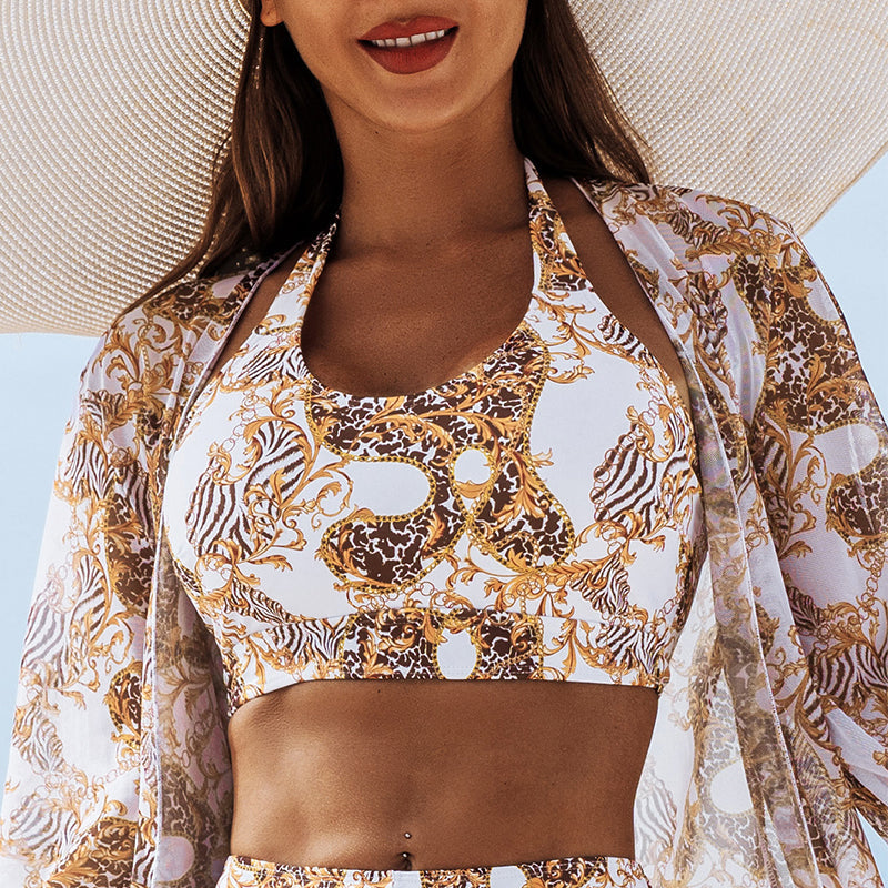 Printed 3-Piece Swimsuit - Stylish and Sexy Beachwear