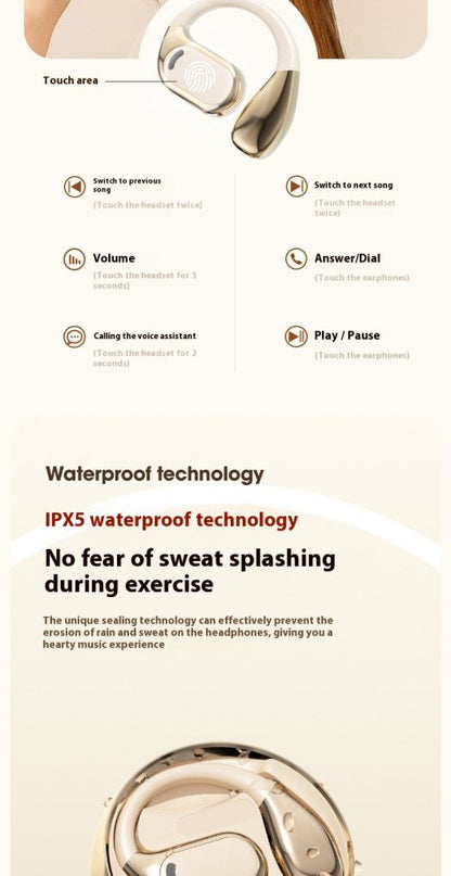 New M76 Wireless Bluetooth Headset Noise Reduction Ear-Mounted Running Sports OWS Headset Universal