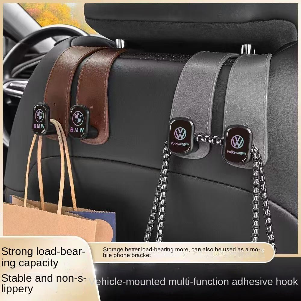 Car Seat Hook with Car Logo, Rear Seat Car Hook, Multifunctional Rear Seat Thickened Hanger for Car Interior
