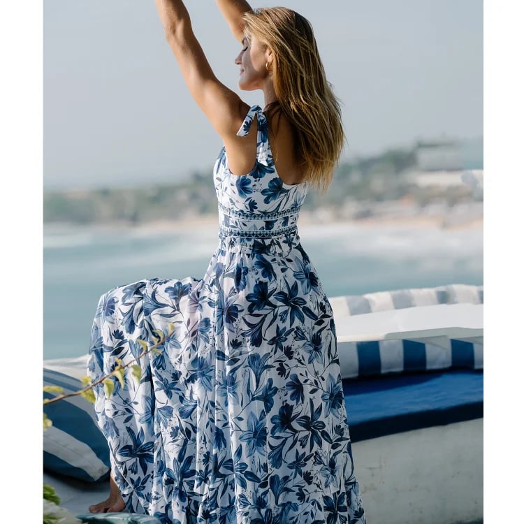 Floral Print One-Piece Swimsuit Set