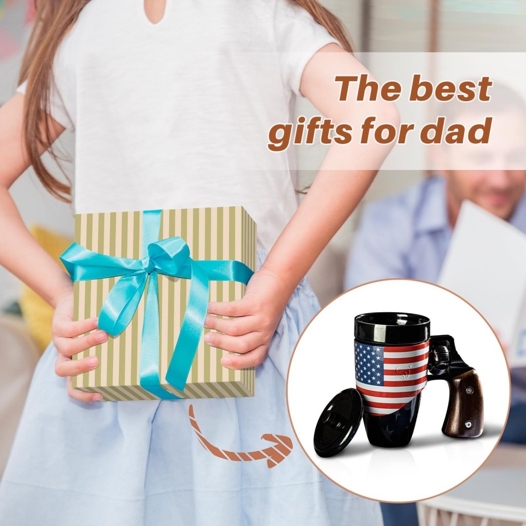 Coffee Mugs for Men, Ceramic Novelty Funny Gun Cup Revolver Mugs, Birthday Gifts for Father, Black Cool Unique Coffee Mug for Men, Fathers Day Dad Gifts