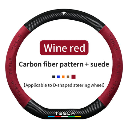 High Strength Carbon Fiber Suede Steering Wheel Cover - Anti-slip, Wear-resistant, Heat Stable, Stylish