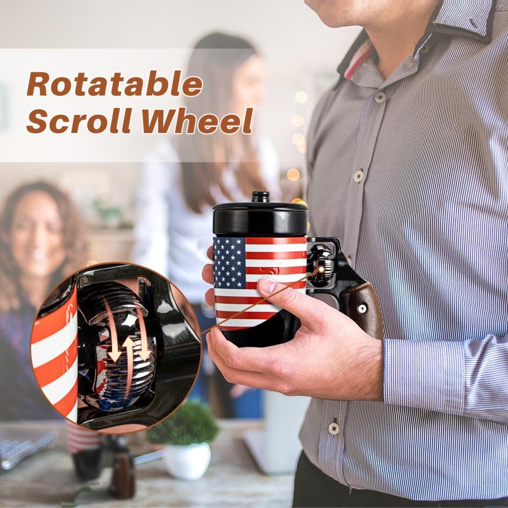 Coffee Mugs for Men, Ceramic Novelty Funny Gun Cup Revolver Mugs, Birthday Gifts for Father, Black Cool Unique Coffee Mug for Men, Fathers Day Dad Gifts