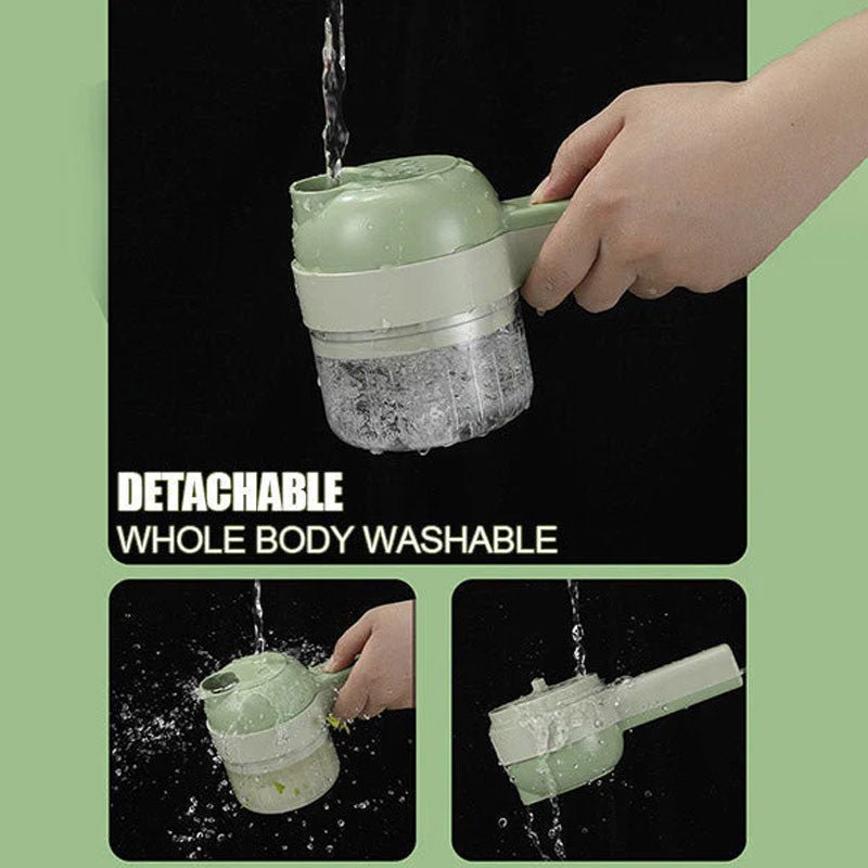 5 In 1 Handheld Electric Vegetable Cutter Set Multifunctional Food Processor Electric Slicer, Masher, Peeler, Whisk, And Scrubber For Garlic Onion Pepper Ginger Celery Meat Egg With Brush