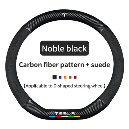 High Strength Carbon Fiber Suede Steering Wheel Cover - Anti-slip, Wear-resistant, Heat Stable, Stylish