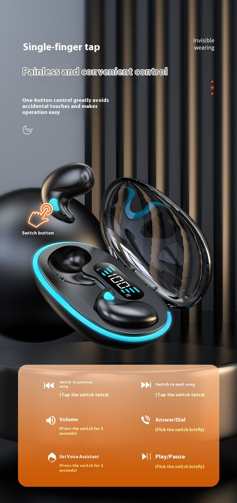 Bone conduction bluetooth sleeping headphones