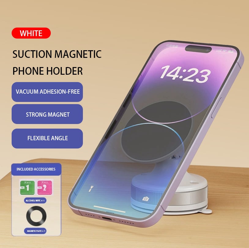 Magsafe Vacuum Suction Cup Phone Mount - Universal for Car, Desktop & Wall - Ideal Lazy Phone Holder