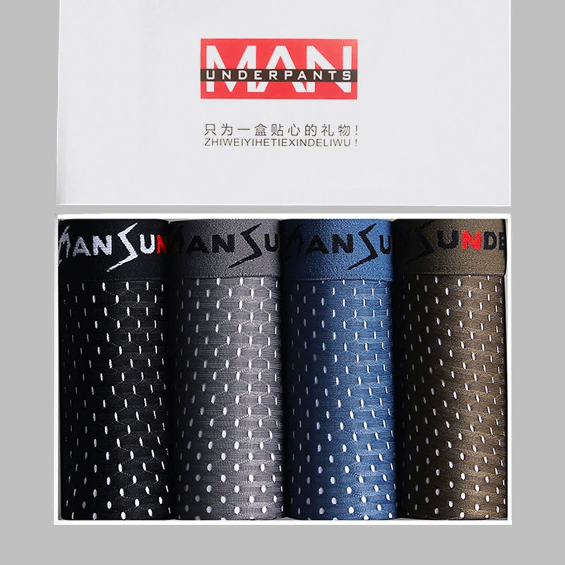 Bamboo Fibre Boxer Shorts - For All-day Comfort（4 PCS）