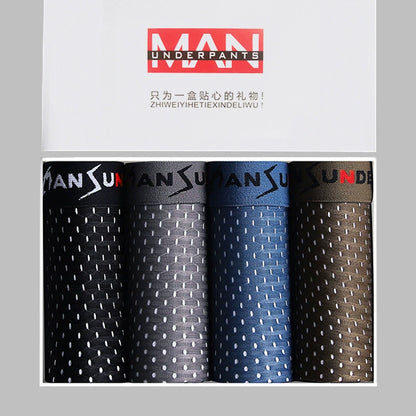 Bamboo Fibre Boxer Shorts - For All-day Comfort（4 PCS）