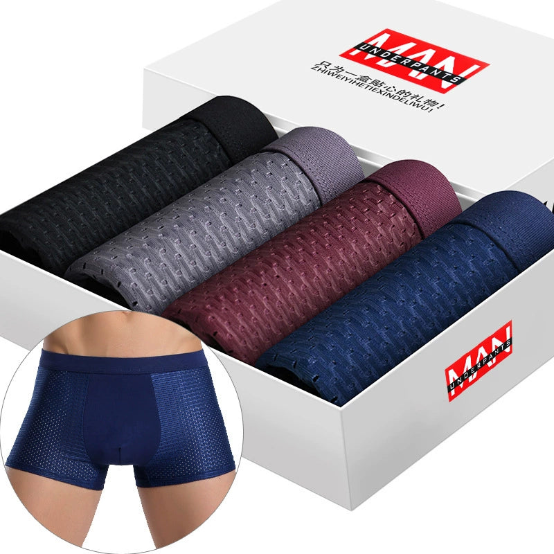 Bamboo Fibre Boxer Shorts - For All-day Comfort（4 PCS）