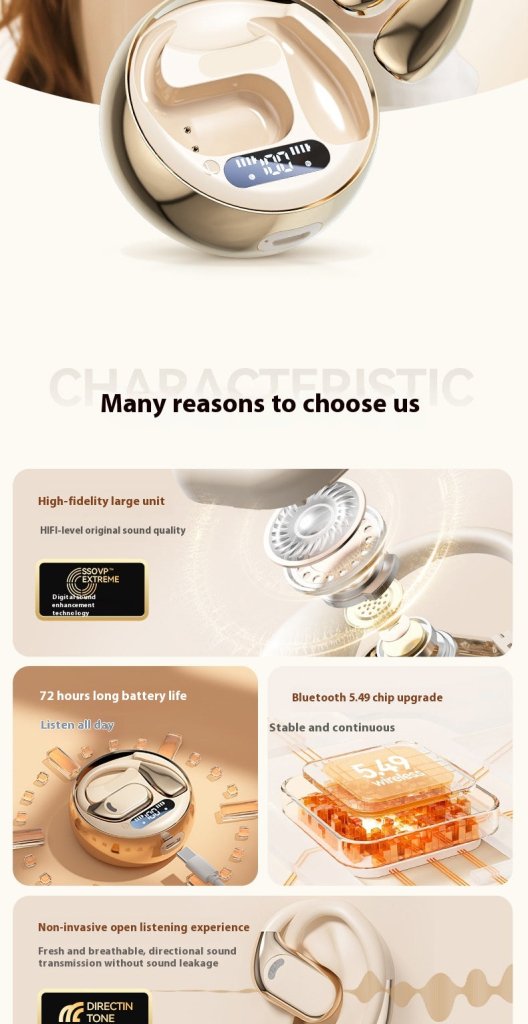 New M76 Wireless Bluetooth Headset Noise Reduction Ear-Mounted Running Sports OWS Headset Universal