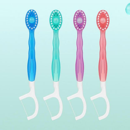 Mini Toothbrush 5 in 1 Tool (Toothpaste + Floss + Pick + Tongue Scraper) Portable Travel Set-24PCS