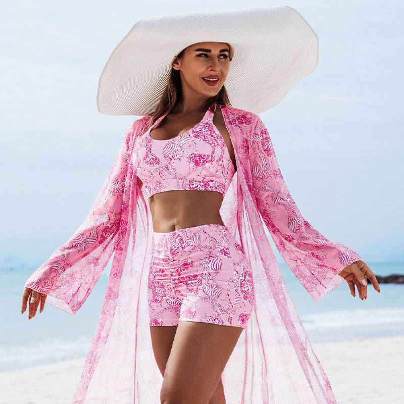 Printed 3-Piece Swimsuit - Stylish and Sexy Beachwear