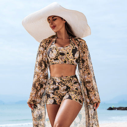 Printed 3-Piece Swimsuit - Stylish and Sexy Beachwear