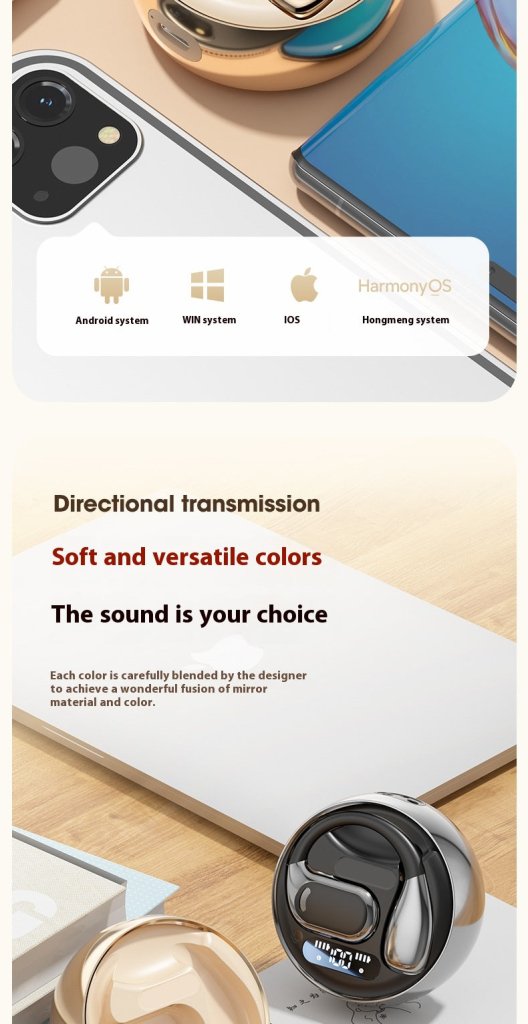 New M76 Wireless Bluetooth Headset Noise Reduction Ear-Mounted Running Sports OWS Headset Universal