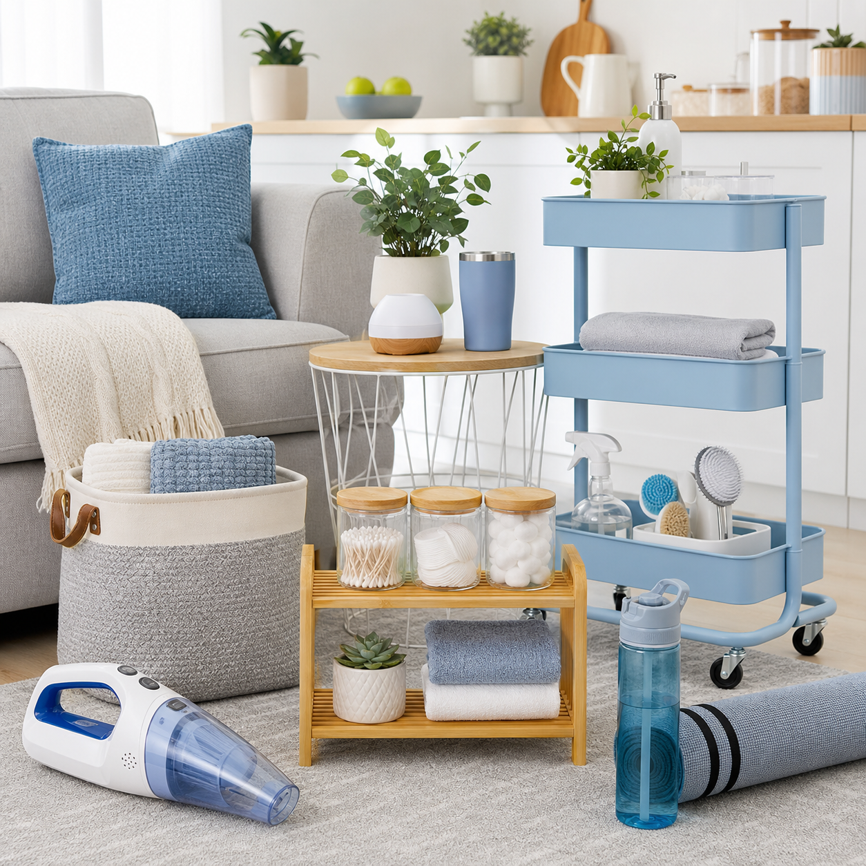 Home, beauty, and daily essentials scene